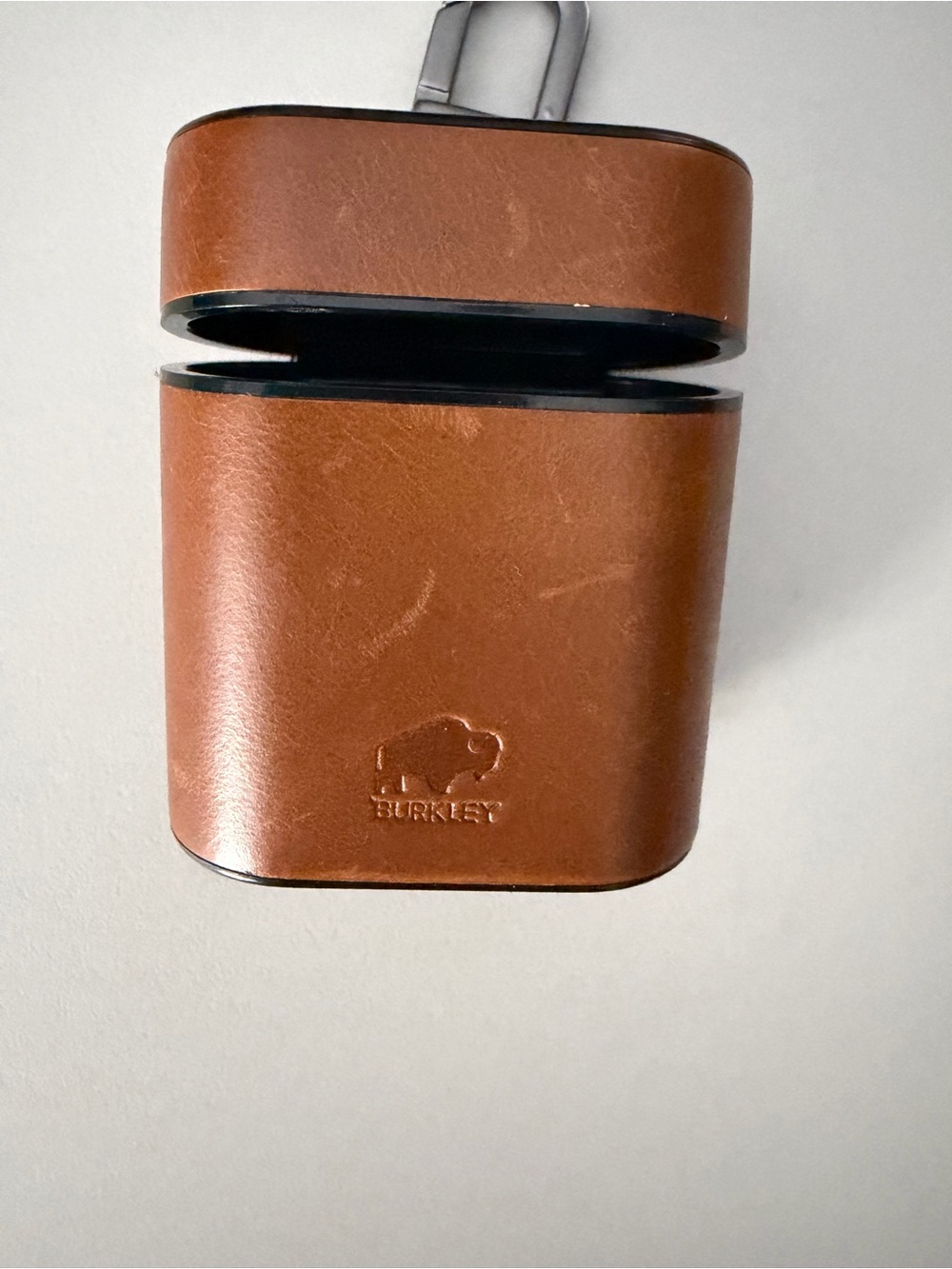 Burkley Tan Genuine Leather AirPods Case Protective Cover Clip